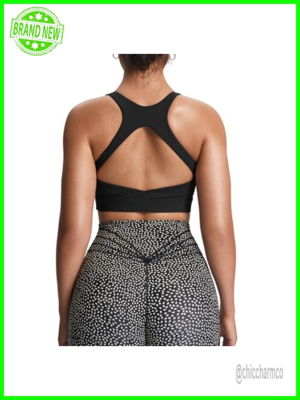 High Support Sports Bra Square Neck Racerback Wirefree Nylon Spandex